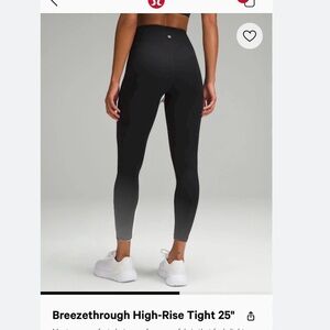 Lululemon breeze through high rise tight 25 inch size 6